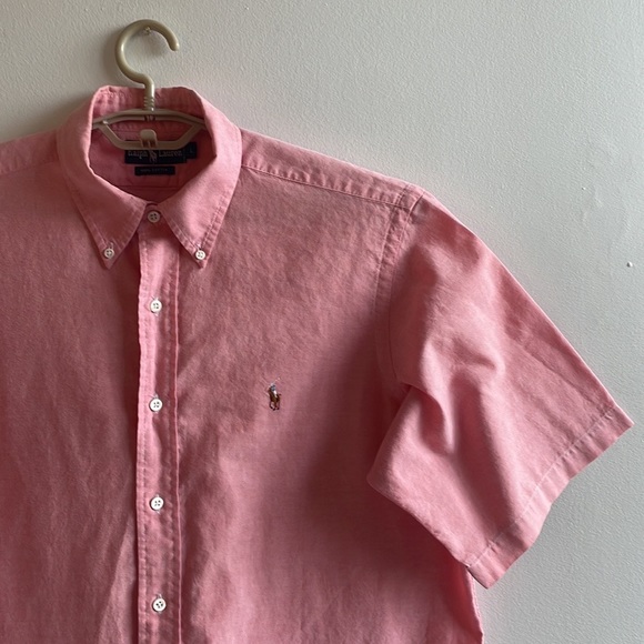 Ralph Lauren Pink Cotton Short Sleeve Dress Shirt Large - Picture 9 of 11